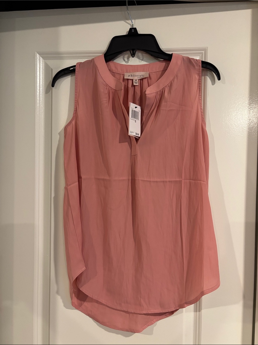 philosophy Blush Pink Sleeveless Split-Neck Blouse
